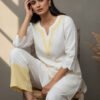 Ishani Peach Yellow Linen Scallop Co-ord Set