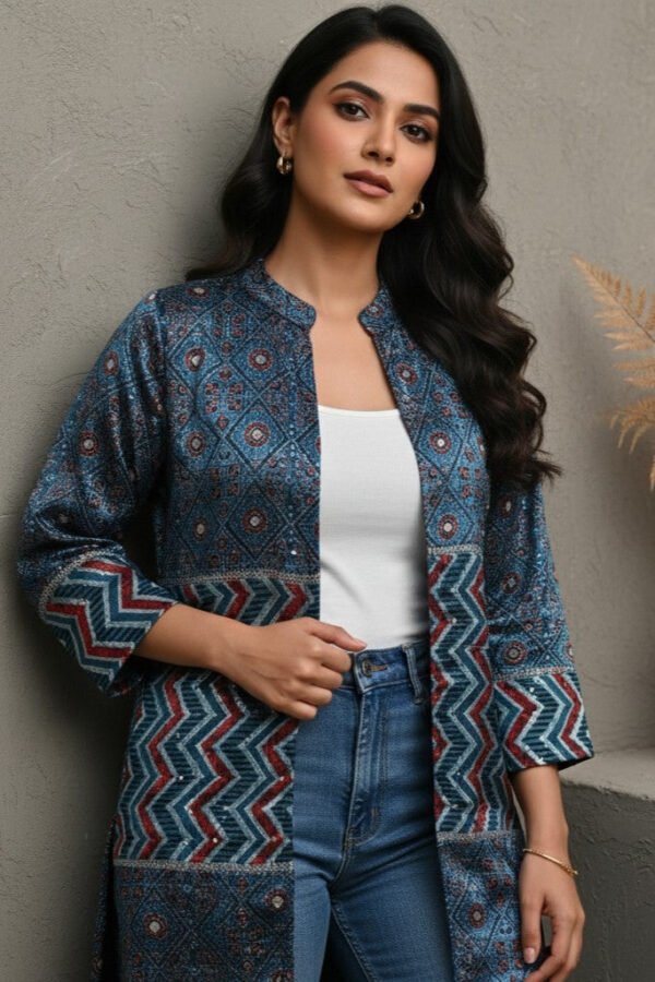 Nora Velvet Ajrakh Long Jacket II