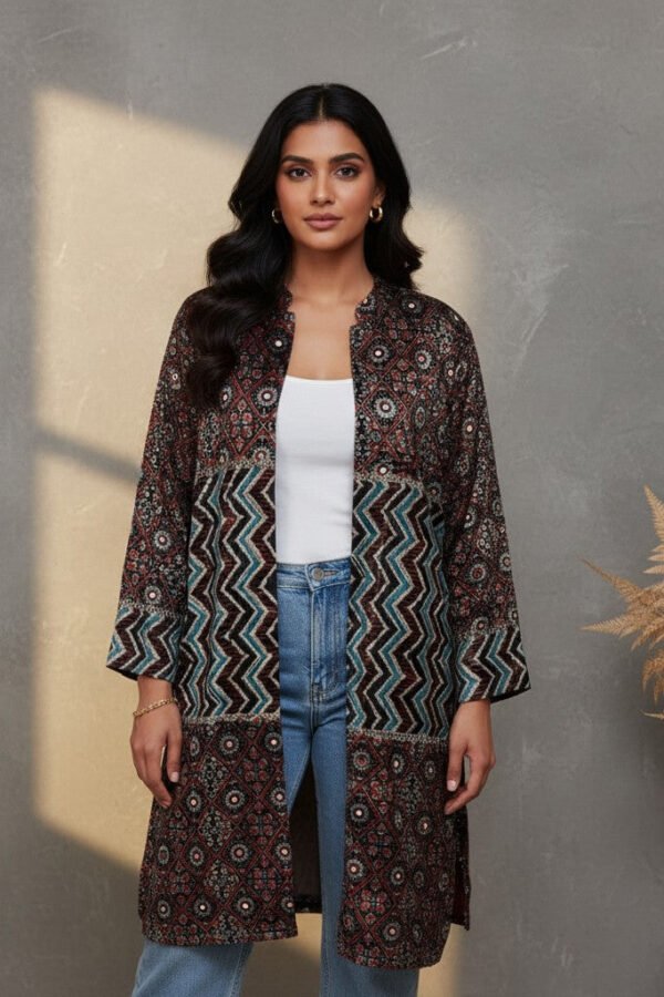 Nora Velvet Ajrakh Long Jacket I