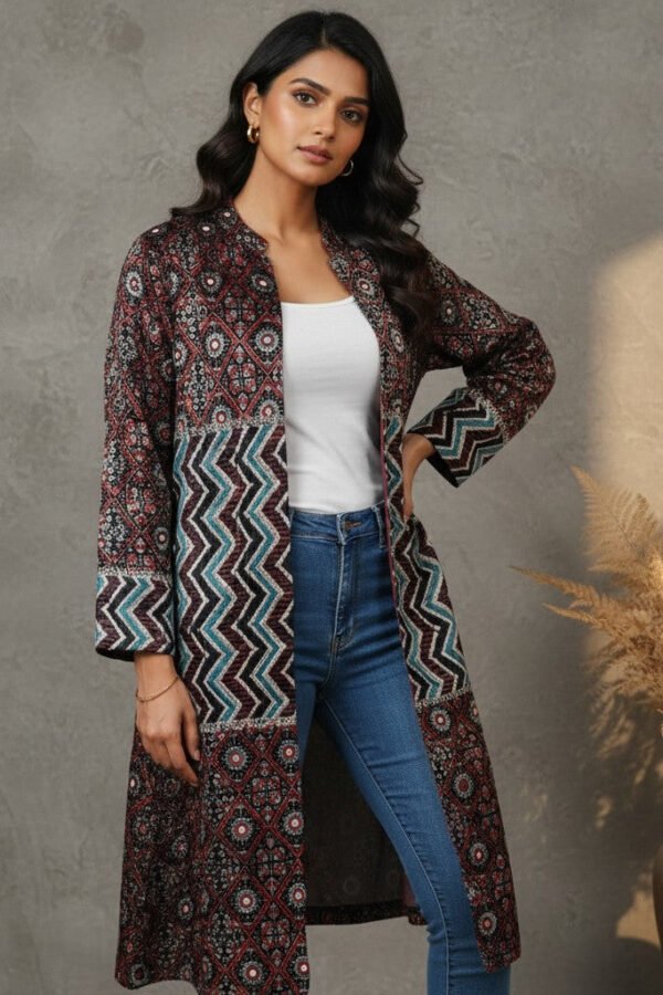 Nora Velvet Ajrakh Long Jacket I