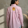 Reiko Pink Striped Poplin Applique Shirt