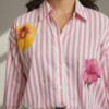 Reiko Pink Striped Poplin Applique Shirt