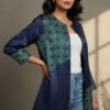 Keya Mashru Silk Ajrakh Zipper Jacket