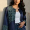 Keya Mashru Silk Ajrakh Zipper Jacket