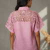 Amelia Pink Linen Lace Shirt