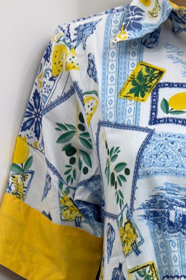 Shanaya Lemon & Blue Cotton Midi Dress