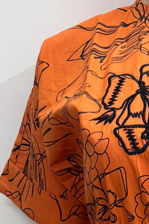 Ehsaas Orange & Black Embroidered Midi Dress