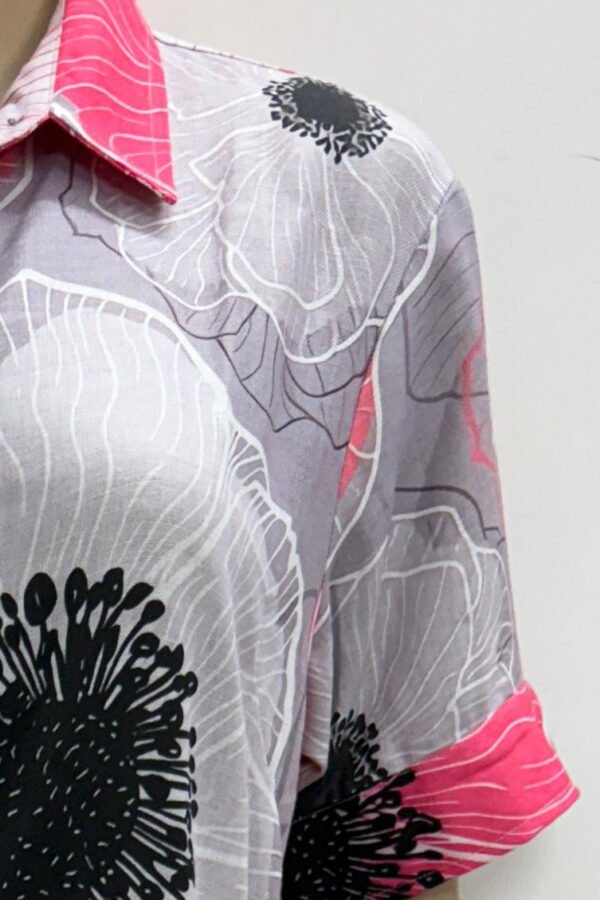 Raya Poppy Print Linen Flared Dress