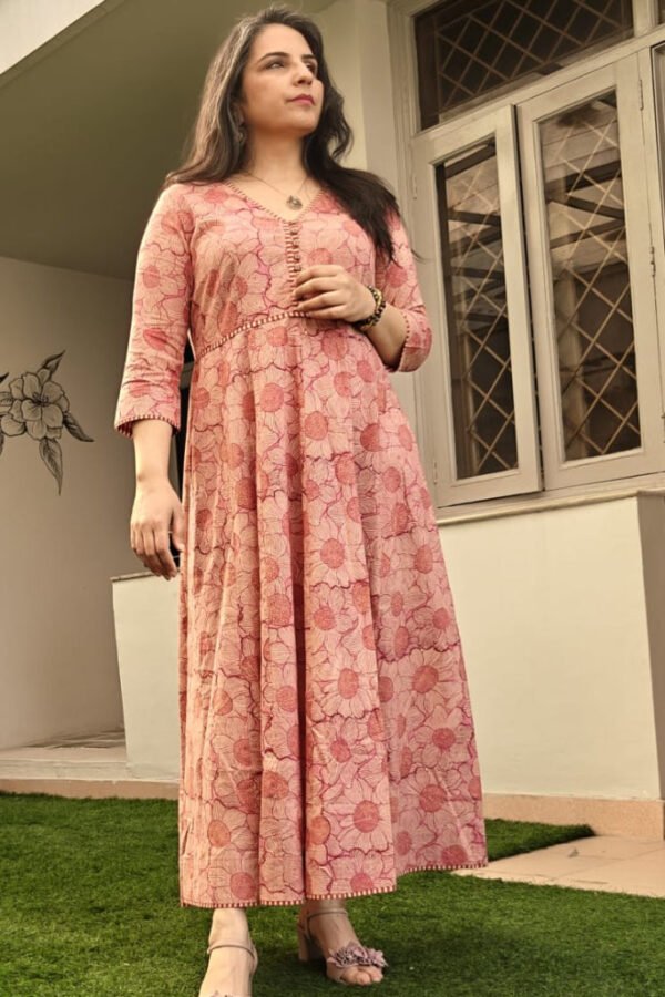 Sanaa Pure Cotton Handblocked Printed Dress