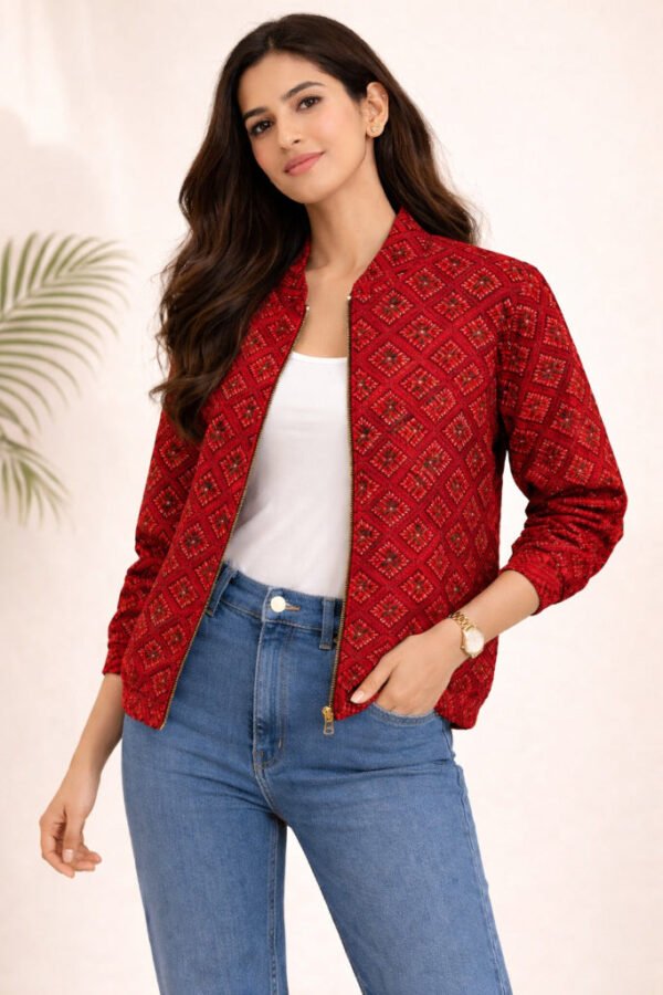 Mira Kantha Bomber Jacket – Geometric I