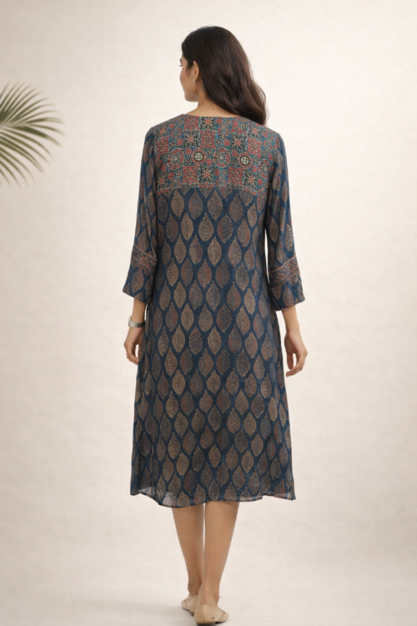 Mahi Modal Silk Ajrakh Handblock Dress