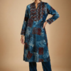 Noor Ajrakh Velvet Kurta Set – Floral