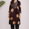 Noor Ajrakh Velvet Kurta Set – Geometric Dots