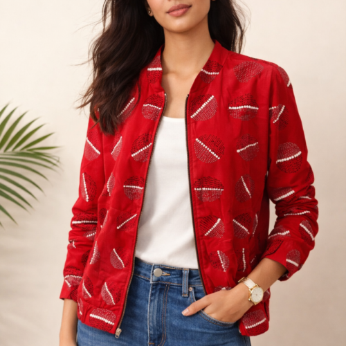 Mira Kantha Bomber Jacket – Geometric IV