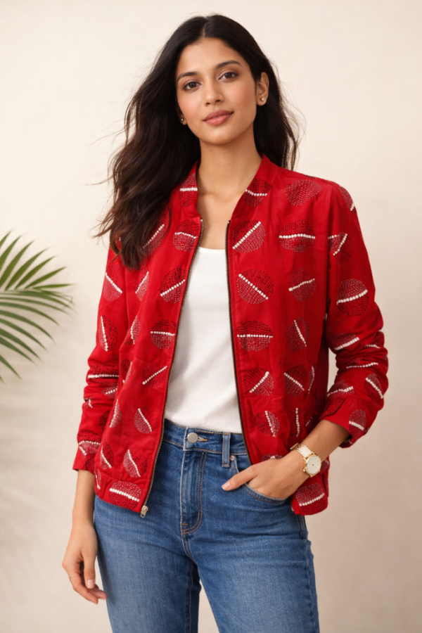 Mira Kantha Bomber Jacket – Geometric IV