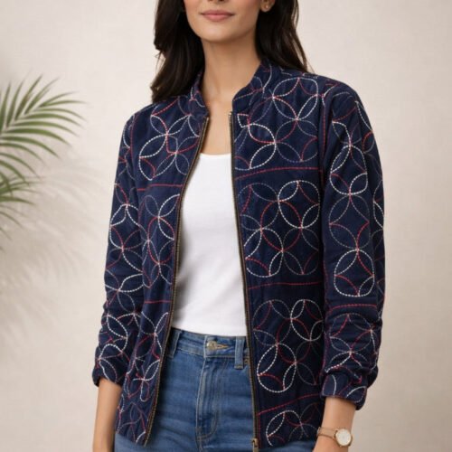 Mira Kantha Bomber Jacket – Geometric V