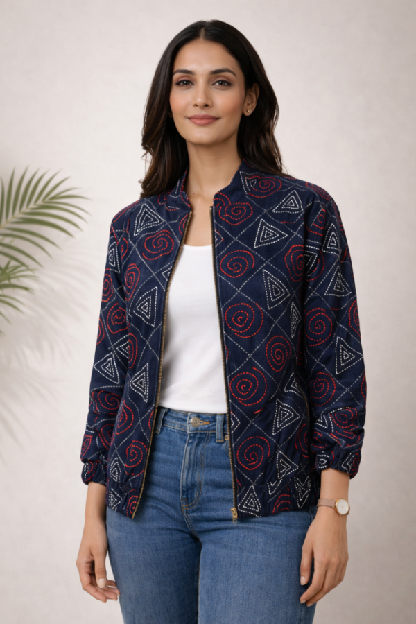 Mira Kantha Bomber Jacket – Geometric II
