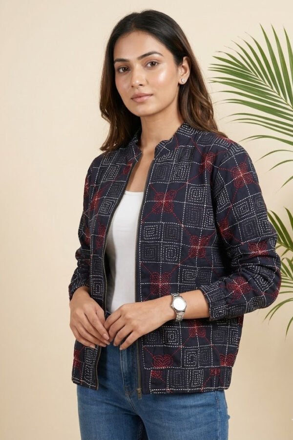 Mira Kantha Bomber Jacket – Geometric VI