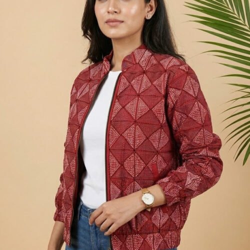 Mira Kantha Bomber Jacket – Geometric VII