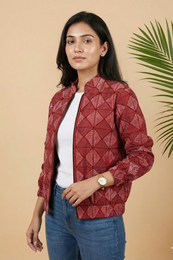 Mira Kantha Bomber Jacket – Geometric VII