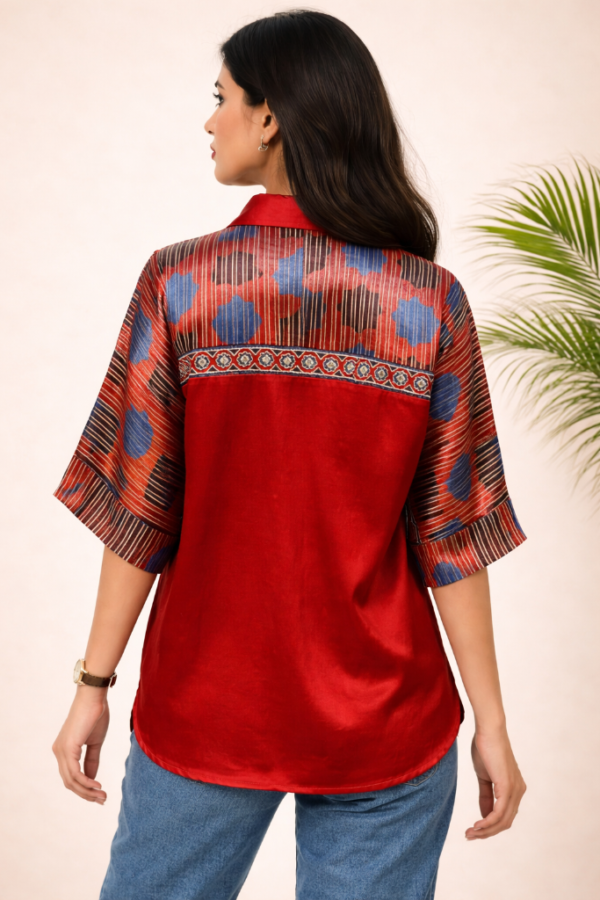 Aadhya Mashru Silk Ajrakh Shirt