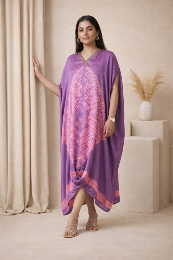 Farah Modal Silk Shibori Cowl Kaftan