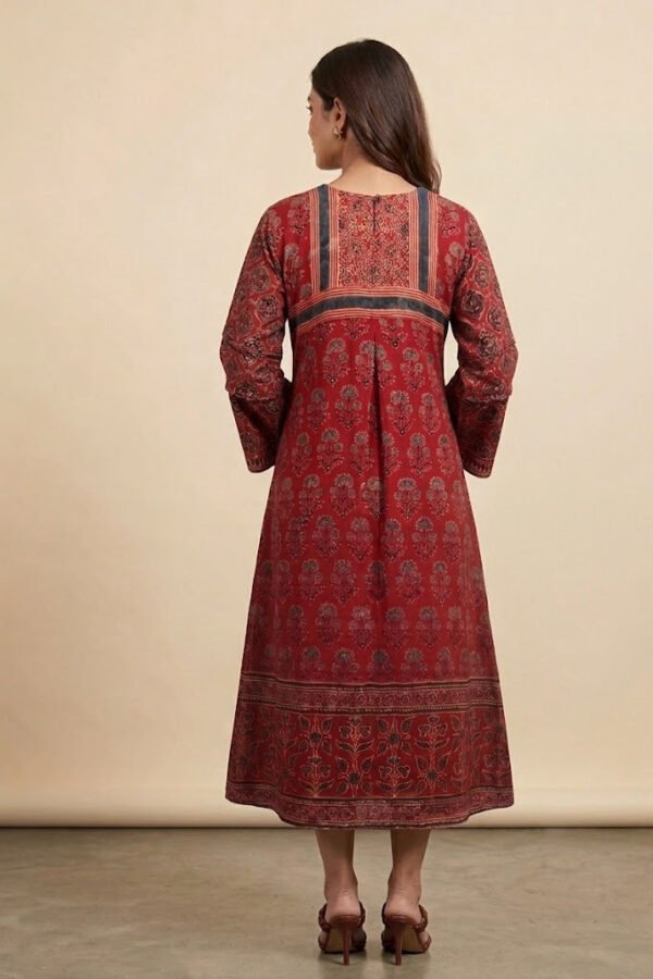 Rhea Modal Silk Ajrakh Handblock Dress