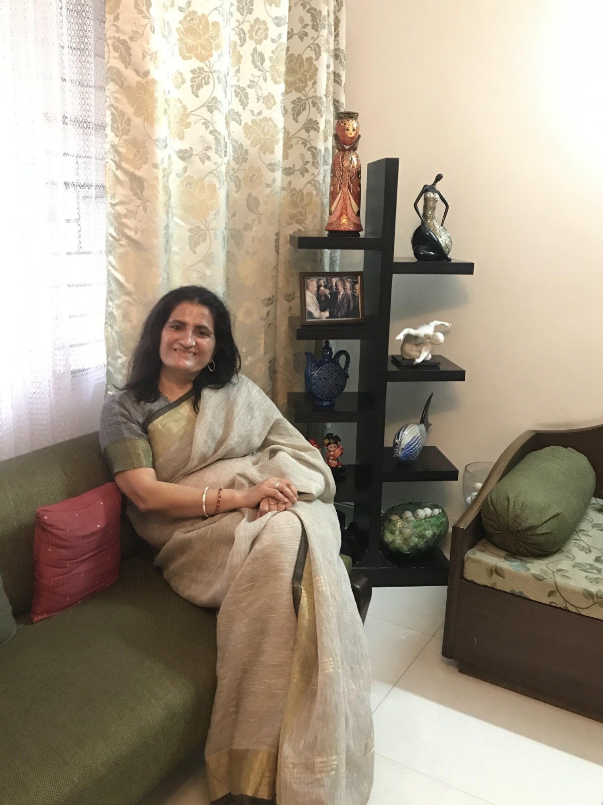 Anju Mehta wearing a Teevra handloom saree